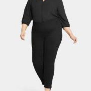 NWT NYDJ PULL-ON SKINNY‎ ANKLE JEANS WITH SIDE SLIT BLACK PLUS 22W- LIFT TUCK
